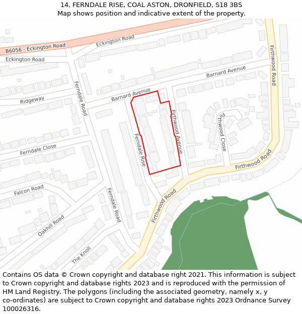 14, FERNDALE RISE, COAL ASTON, DRONFIELD, S18 3BS: Location map and indicative extent of plot