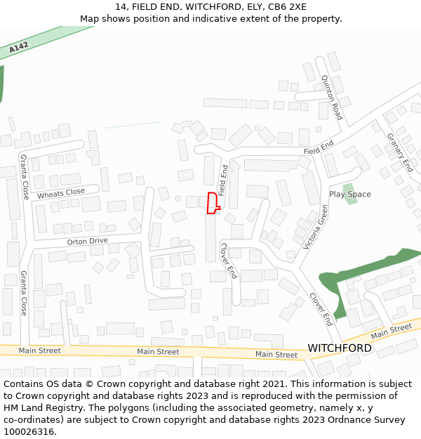 14, FIELD END, WITCHFORD, ELY, CB6 2XE: Location map and indicative extent of plot