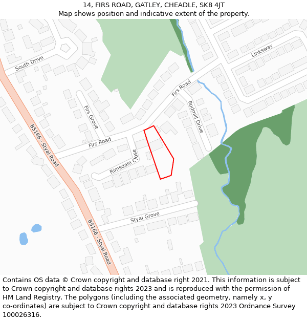 14, FIRS ROAD, GATLEY, CHEADLE, SK8 4JT: Location map and indicative extent of plot