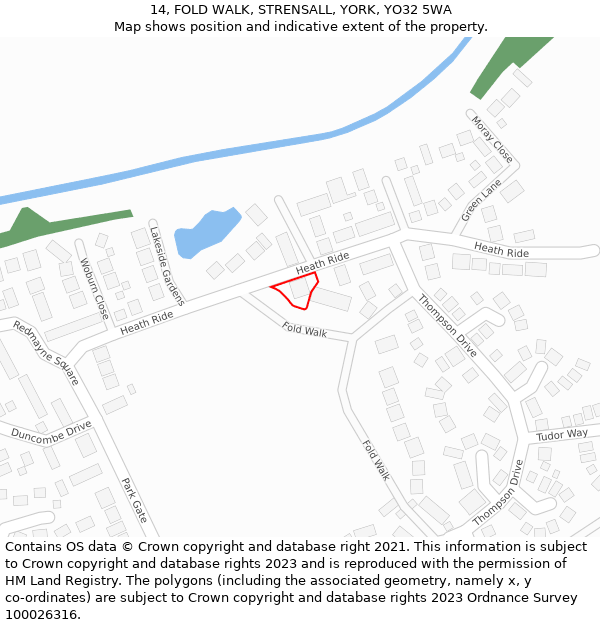 14, FOLD WALK, STRENSALL, YORK, YO32 5WA: Location map and indicative extent of plot