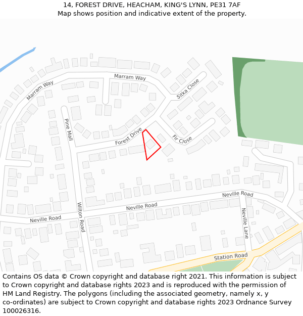 14, FOREST DRIVE, HEACHAM, KING'S LYNN, PE31 7AF: Location map and indicative extent of plot