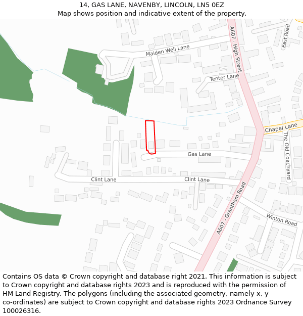 14, GAS LANE, NAVENBY, LINCOLN, LN5 0EZ: Location map and indicative extent of plot