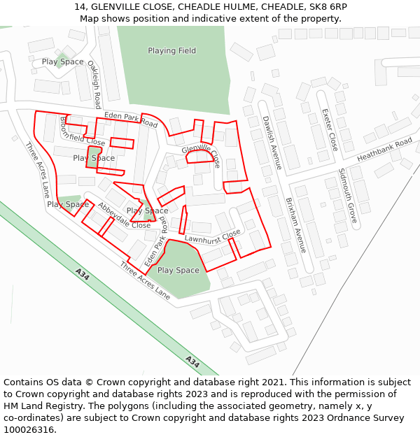 14, GLENVILLE CLOSE, CHEADLE HULME, CHEADLE, SK8 6RP: Location map and indicative extent of plot