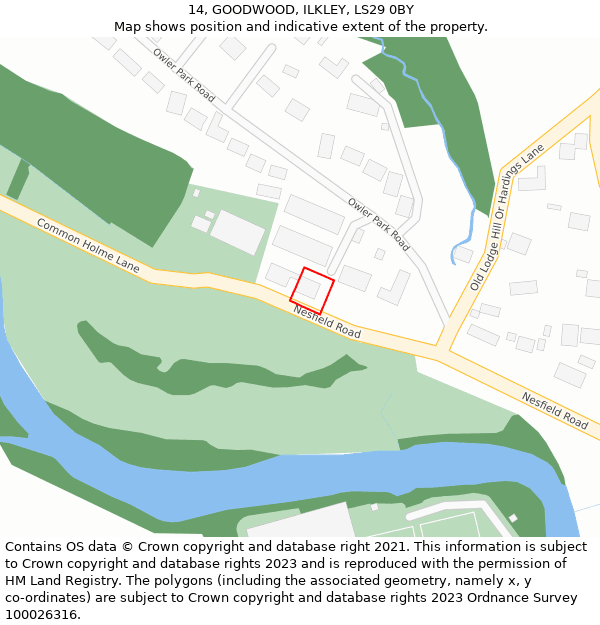 14, GOODWOOD, ILKLEY, LS29 0BY: Location map and indicative extent of plot