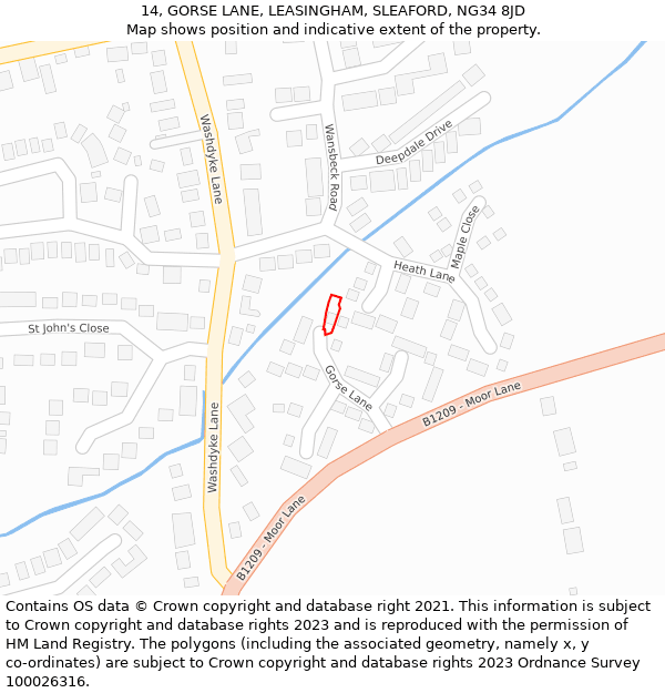 14, GORSE LANE, LEASINGHAM, SLEAFORD, NG34 8JD: Location map and indicative extent of plot