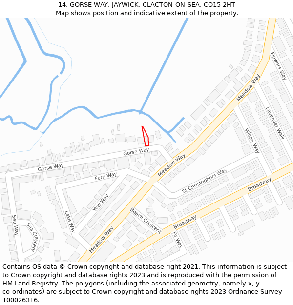 14, GORSE WAY, JAYWICK, CLACTON-ON-SEA, CO15 2HT: Location map and indicative extent of plot