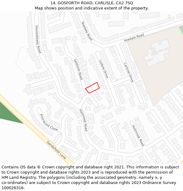 14, GOSFORTH ROAD, CARLISLE, CA2 7SQ: Location map and indicative extent of plot