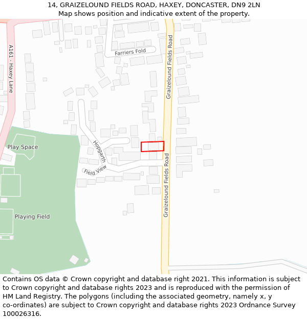 14, GRAIZELOUND FIELDS ROAD, HAXEY, DONCASTER, DN9 2LN: Location map and indicative extent of plot