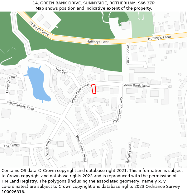 14, GREEN BANK DRIVE, SUNNYSIDE, ROTHERHAM, S66 3ZP: Location map and indicative extent of plot