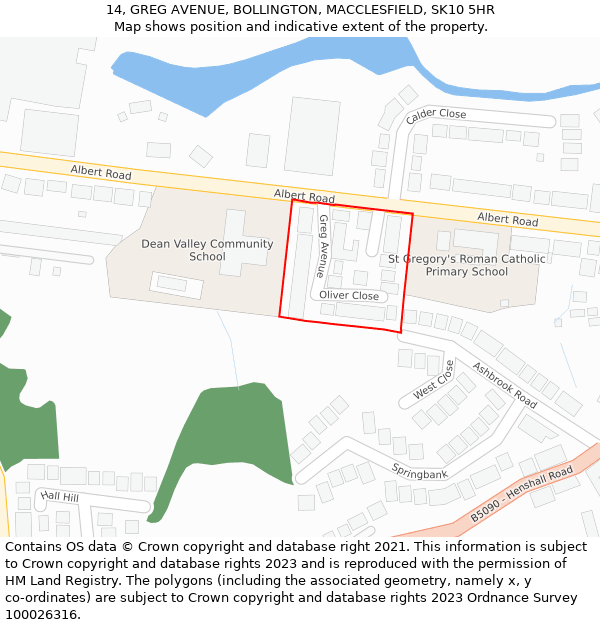 14, GREG AVENUE, BOLLINGTON, MACCLESFIELD, SK10 5HR: Location map and indicative extent of plot