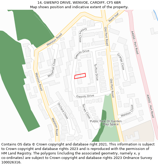 14, GWENFO DRIVE, WENVOE, CARDIFF, CF5 6BR: Location map and indicative extent of plot