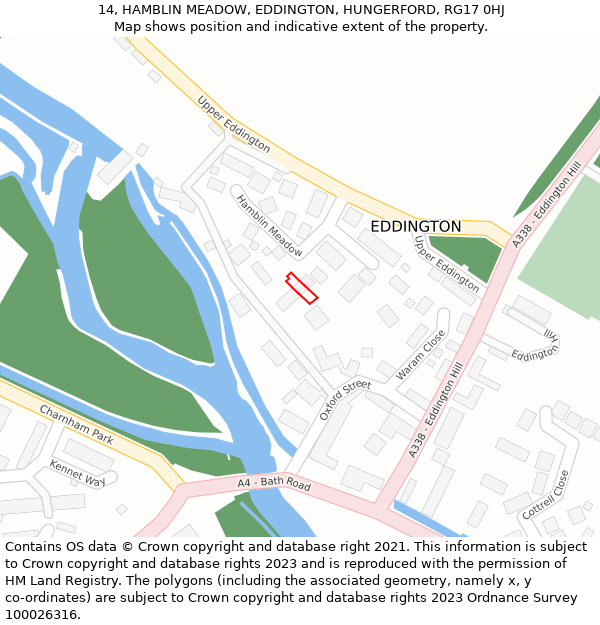 14, HAMBLIN MEADOW, EDDINGTON, HUNGERFORD, RG17 0HJ: Location map and indicative extent of plot