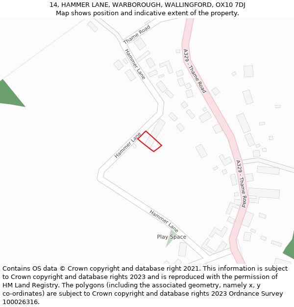 14, HAMMER LANE, WARBOROUGH, WALLINGFORD, OX10 7DJ: Location map and indicative extent of plot