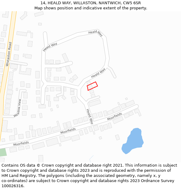 14, HEALD WAY, WILLASTON, NANTWICH, CW5 6SR: Location map and indicative extent of plot