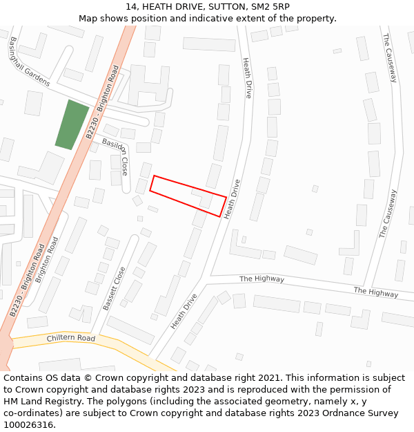 14, HEATH DRIVE, SUTTON, SM2 5RP: Location map and indicative extent of plot