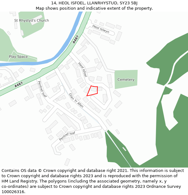 14, HEOL ISFOEL, LLANRHYSTUD, SY23 5BJ: Location map and indicative extent of plot