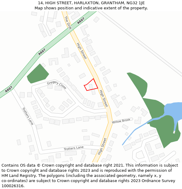 14, HIGH STREET, HARLAXTON, GRANTHAM, NG32 1JE: Location map and indicative extent of plot