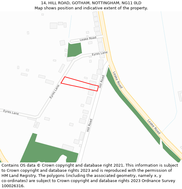 14, HILL ROAD, GOTHAM, NOTTINGHAM, NG11 0LD: Location map and indicative extent of plot