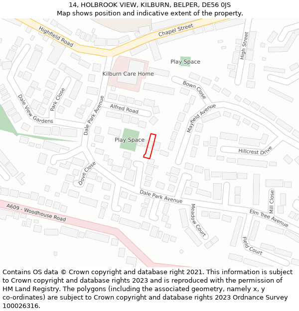 14, HOLBROOK VIEW, KILBURN, BELPER, DE56 0JS: Location map and indicative extent of plot