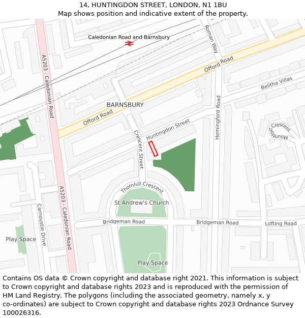 14, HUNTINGDON STREET, LONDON, N1 1BU: Location map and indicative extent of plot
