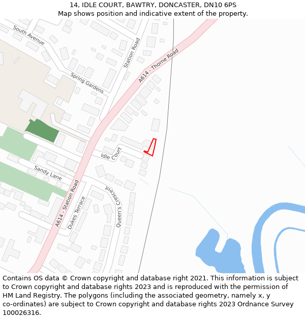 14, IDLE COURT, BAWTRY, DONCASTER, DN10 6PS: Location map and indicative extent of plot