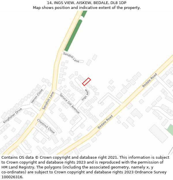 14, INGS VIEW, AISKEW, BEDALE, DL8 1DP: Location map and indicative extent of plot