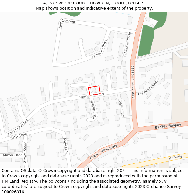 14, INGSWOOD COURT, HOWDEN, GOOLE, DN14 7LL: Location map and indicative extent of plot