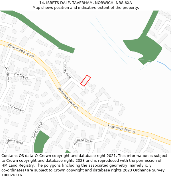 14, ISBETS DALE, TAVERHAM, NORWICH, NR8 6XA: Location map and indicative extent of plot