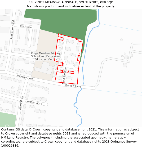 14, KINGS MEADOW, AINSDALE, SOUTHPORT, PR8 3QD: Location map and indicative extent of plot