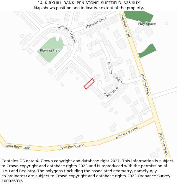 14, KIRKHILL BANK, PENISTONE, SHEFFIELD, S36 9UX: Location map and indicative extent of plot