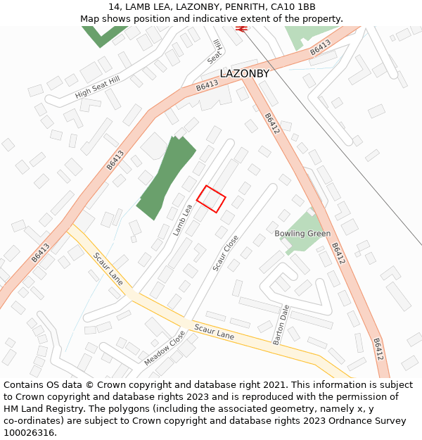 14, LAMB LEA, LAZONBY, PENRITH, CA10 1BB: Location map and indicative extent of plot