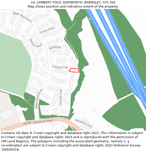 14, LAMBERT FOLD, DODWORTH, BARNSLEY, S75 3SX: Location map and indicative extent of plot