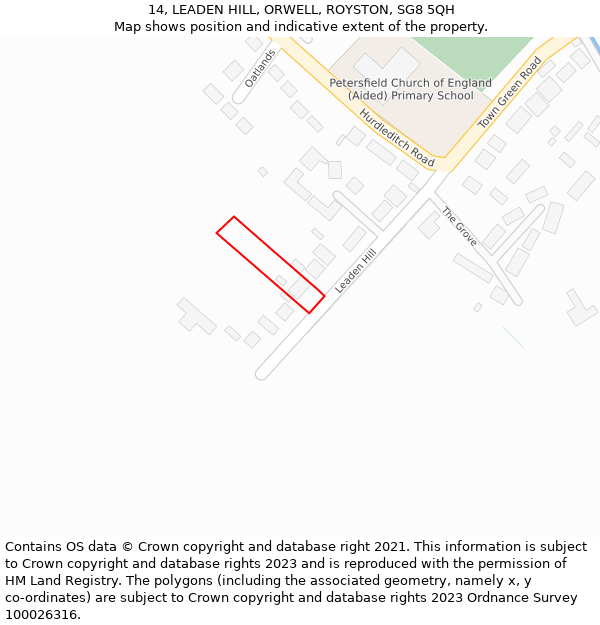 14, LEADEN HILL, ORWELL, ROYSTON, SG8 5QH: Location map and indicative extent of plot