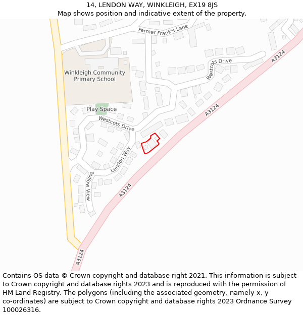 14, LENDON WAY, WINKLEIGH, EX19 8JS: Location map and indicative extent of plot