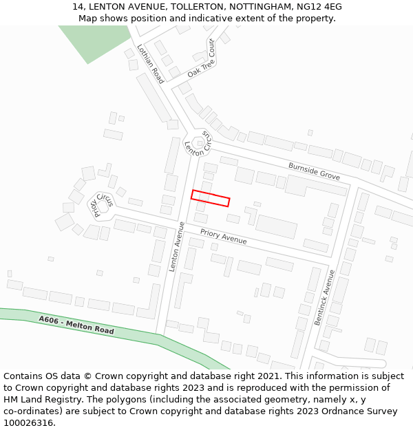 14, LENTON AVENUE, TOLLERTON, NOTTINGHAM, NG12 4EG: Location map and indicative extent of plot