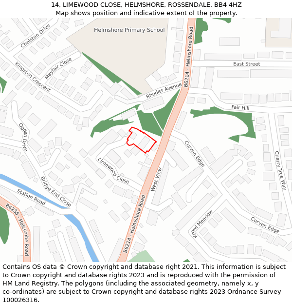 14, LIMEWOOD CLOSE, HELMSHORE, ROSSENDALE, BB4 4HZ: Location map and indicative extent of plot