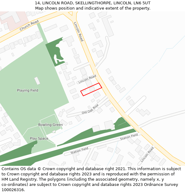 14, LINCOLN ROAD, SKELLINGTHORPE, LINCOLN, LN6 5UT: Location map and indicative extent of plot