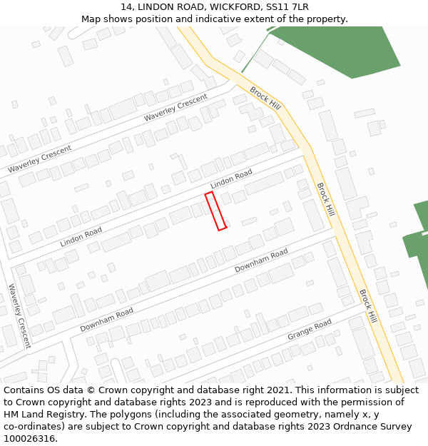 14, LINDON ROAD, WICKFORD, SS11 7LR: Location map and indicative extent of plot