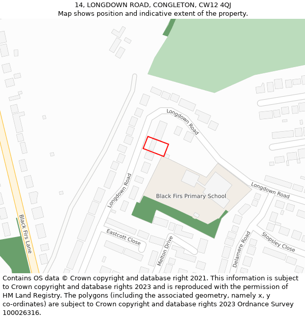 14, LONGDOWN ROAD, CONGLETON, CW12 4QJ: Location map and indicative extent of plot
