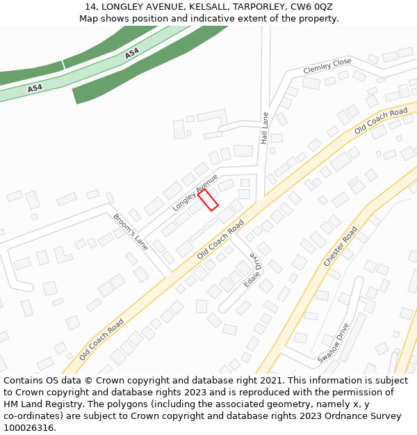 14, LONGLEY AVENUE, KELSALL, TARPORLEY, CW6 0QZ: Location map and indicative extent of plot