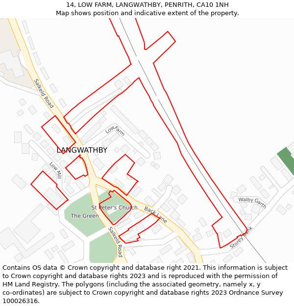 14, LOW FARM, LANGWATHBY, PENRITH, CA10 1NH: Location map and indicative extent of plot