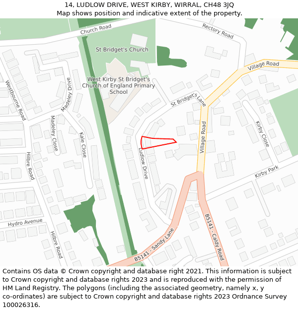 14, LUDLOW DRIVE, WEST KIRBY, WIRRAL, CH48 3JQ: Location map and indicative extent of plot