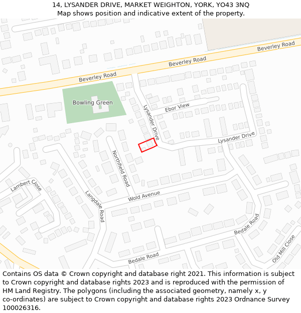 14, LYSANDER DRIVE, MARKET WEIGHTON, YORK, YO43 3NQ: Location map and indicative extent of plot