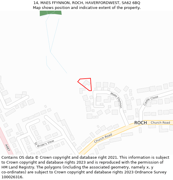 14, MAES FFYNNON, ROCH, HAVERFORDWEST, SA62 6BQ: Location map and indicative extent of plot