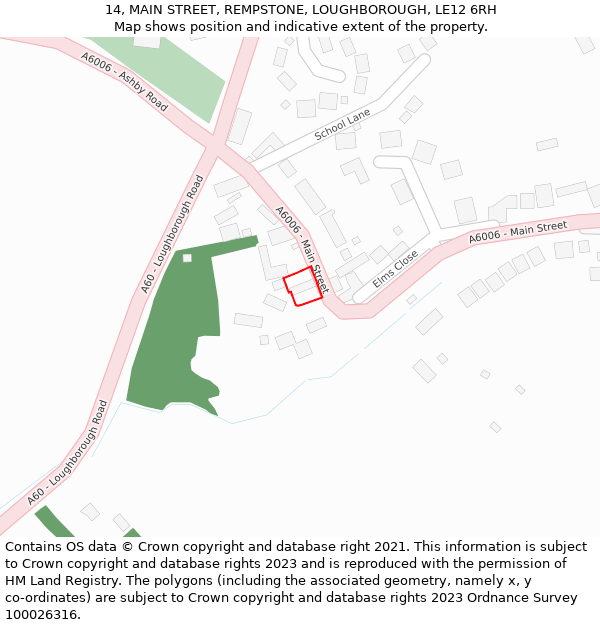 14, MAIN STREET, REMPSTONE, LOUGHBOROUGH, LE12 6RH: Location map and indicative extent of plot