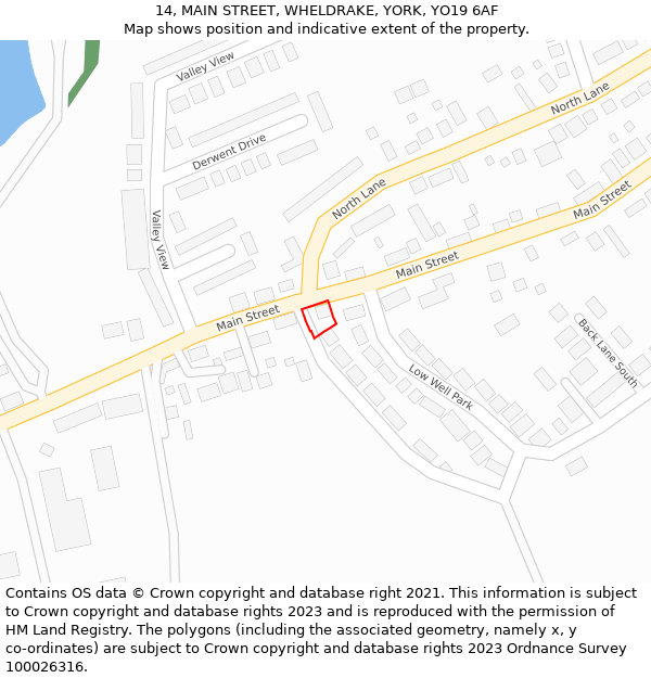 14, MAIN STREET, WHELDRAKE, YORK, YO19 6AF: Location map and indicative extent of plot