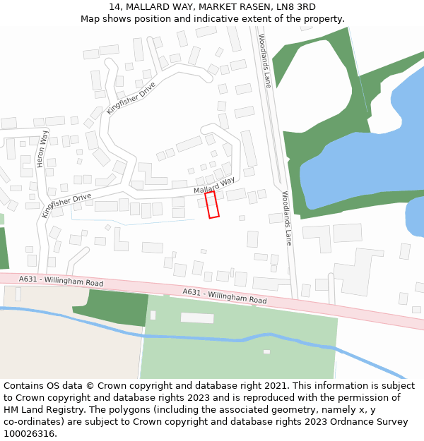 14, MALLARD WAY, MARKET RASEN, LN8 3RD: Location map and indicative extent of plot