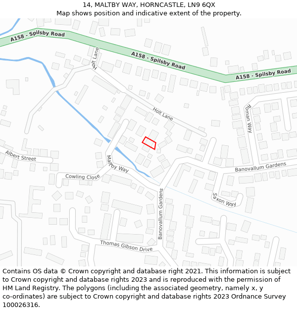 14, MALTBY WAY, HORNCASTLE, LN9 6QX: Location map and indicative extent of plot