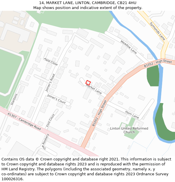 14, MARKET LANE, LINTON, CAMBRIDGE, CB21 4HU: Location map and indicative extent of plot