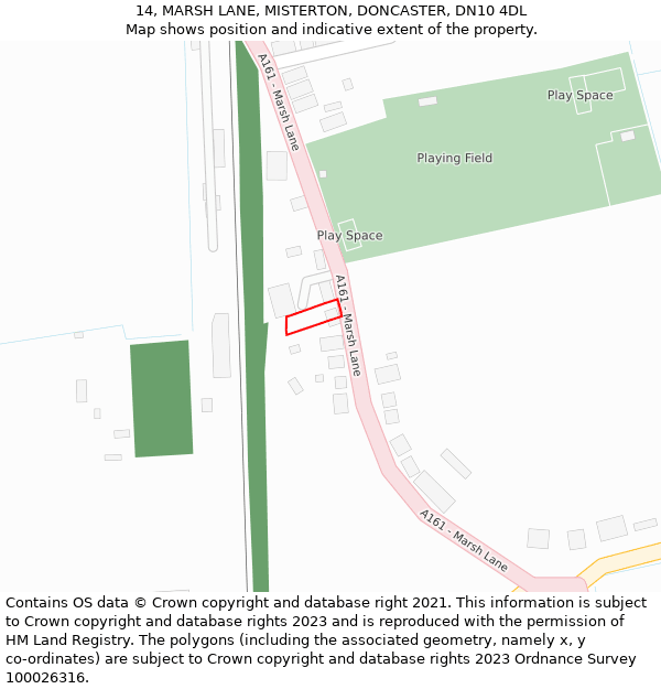 14, MARSH LANE, MISTERTON, DONCASTER, DN10 4DL: Location map and indicative extent of plot